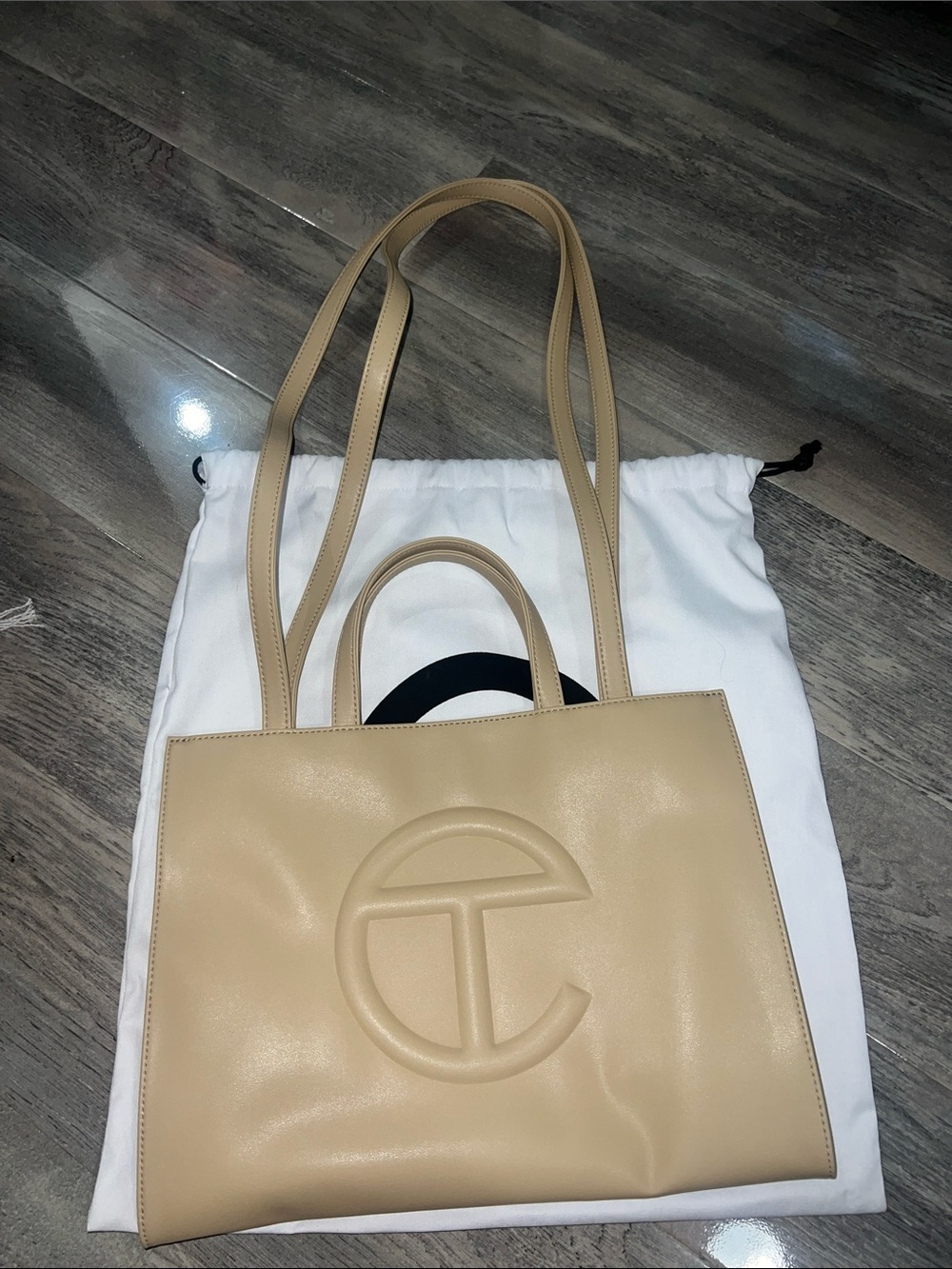Telfar - Tan Leather MediumTote Bag with Embossed Logo